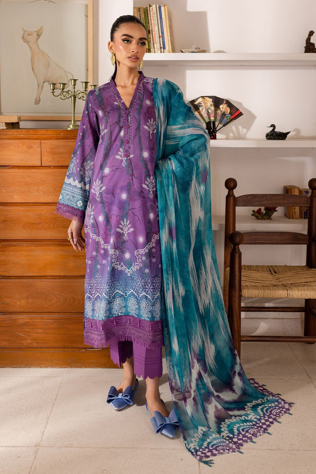 Nureh | Printed Lawn 25 | SP-149 - House Of Hania