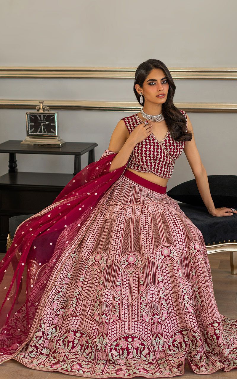 Organza Embroidered Blouse and Lehanga - House Of Hania