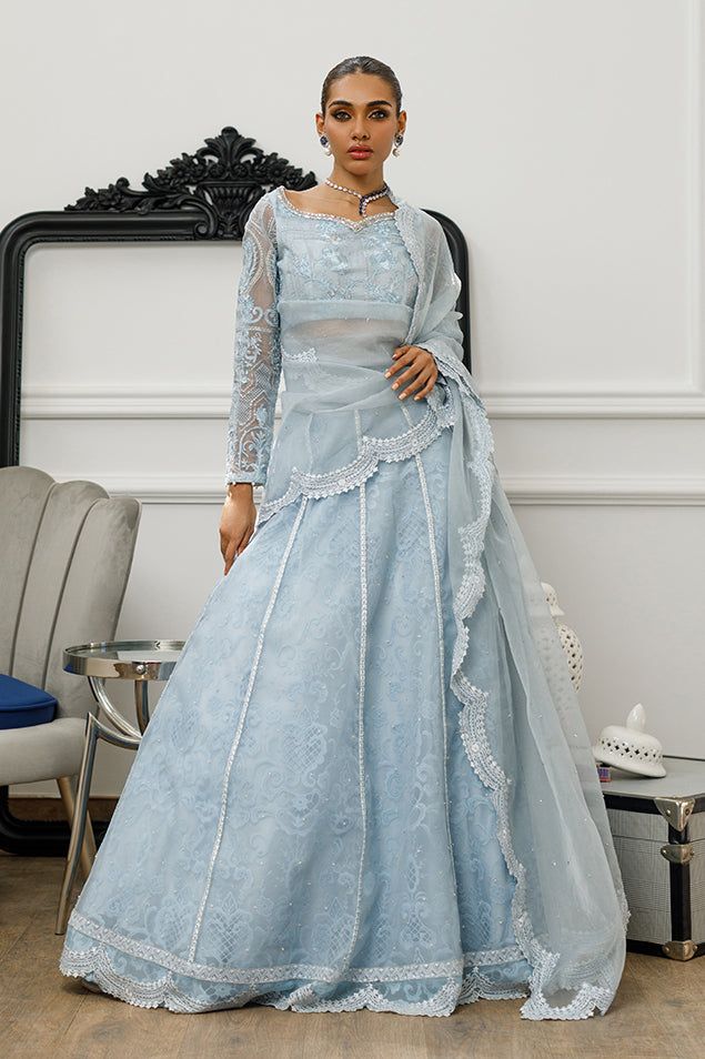 Organza Embroidered Blouse and Lehanga - House Of Hania