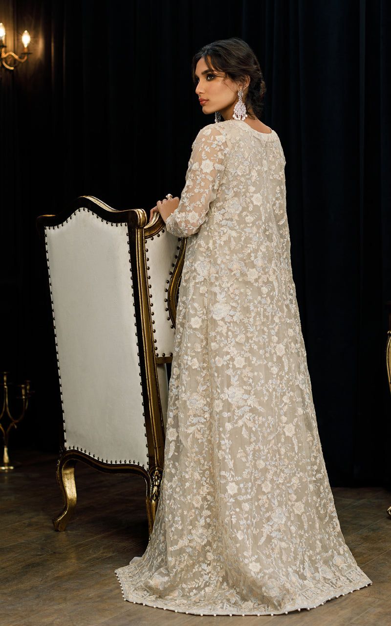 Organza Embroidered Jacket with Maxi - House Of Hania