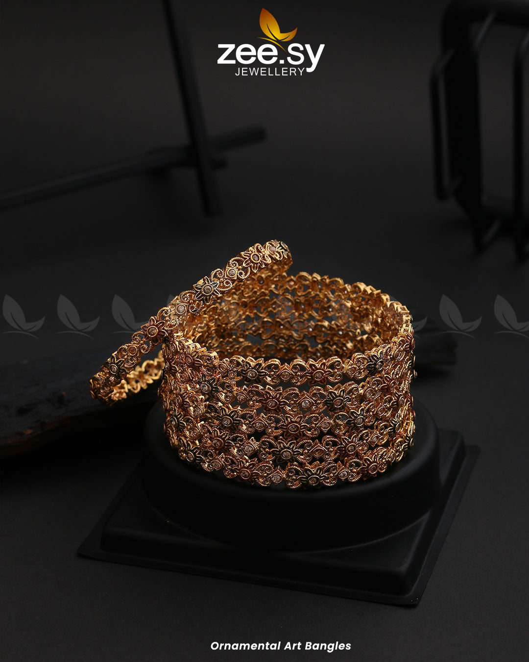 Ornamental Art Bangles - House Of Hania