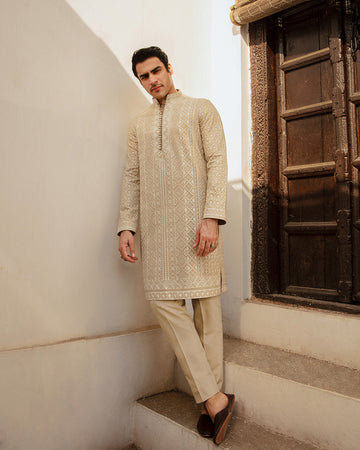 Faiza Saqlain Aksel – Embroidered Organza Kurta (3-Piece) - House Of Hania