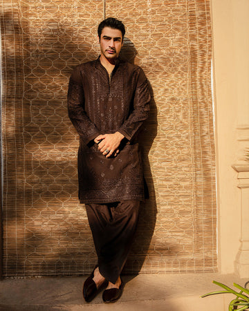 Faiza Saqlain Bijan – Embroidered Organza Kurta (3-Piece) - House Of Hania