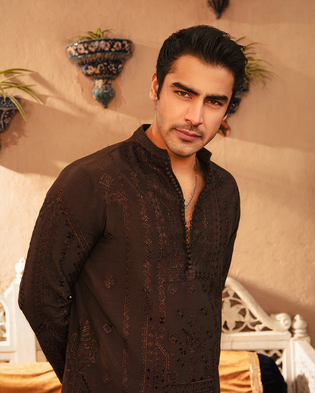 Faiza Saqlain Bijan – Embroidered Organza Kurta (3-Piece) - House Of Hania