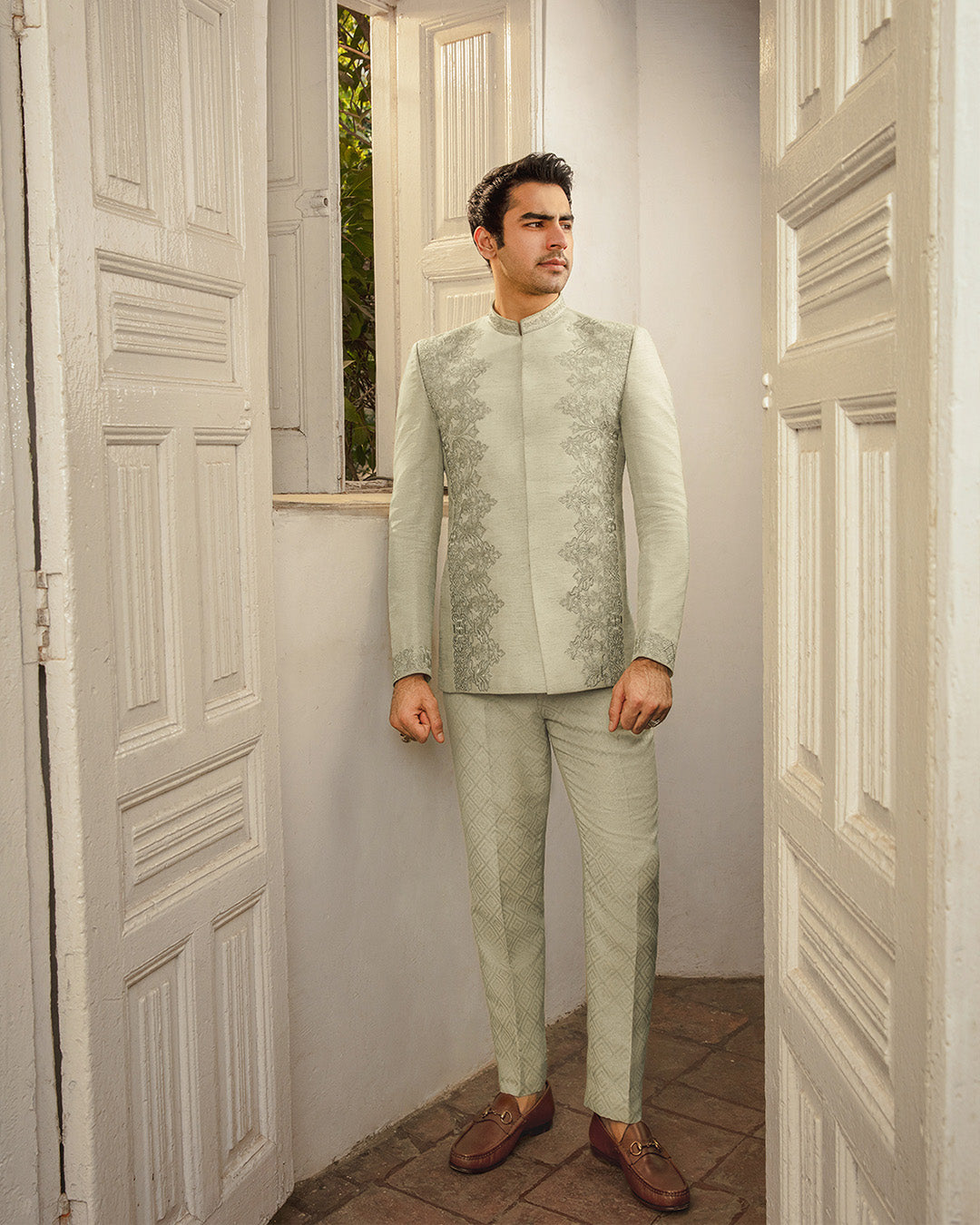 Faiza Saqlain Gazsi – Embroidered Raw Silk Suit (3-Piece) - House Of Hania