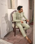 Faiza Saqlain Gazsi – Embroidered Raw Silk Suit (3-Piece) - House Of Hania