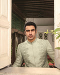 Faiza Saqlain Gazsi – Embroidered Raw Silk Suit (3-Piece) - House Of Hania