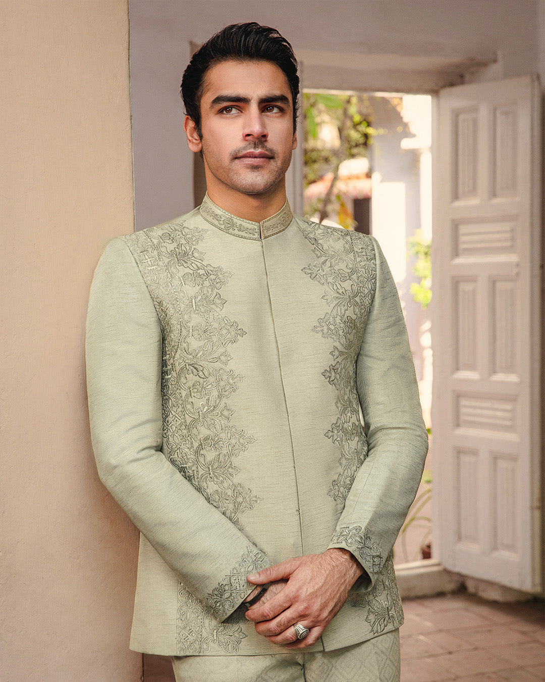 Faiza Saqlain Gazsi – Embroidered Raw Silk Suit (3-Piece) - House Of Hania