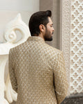 Faiza Saqlain Baseem – Embroidered Raw Silk Kurta (3-Piece) - House Of Hania