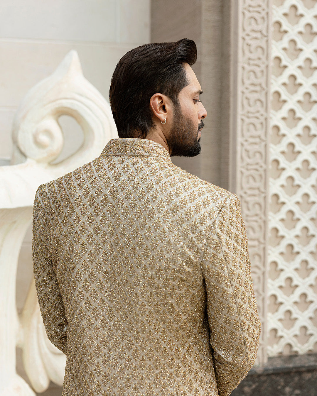 Faiza Saqlain Baseem – Embroidered Raw Silk Kurta (3-Piece) - House Of Hania