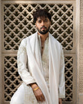 Faiza Saqlain Bishr – Embroidered Raw Silk Kurta (3-Piece) - House Of Hania