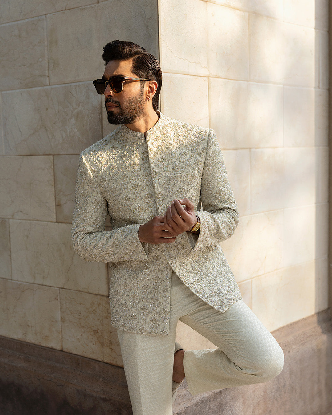 Faiza Saqlain Burq – Embroidered Raw Silk Suit (3-Piece) - House Of Hania