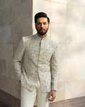 Faiza Saqlain Burq – Embroidered Raw Silk Suit (3-Piece) - House Of Hania