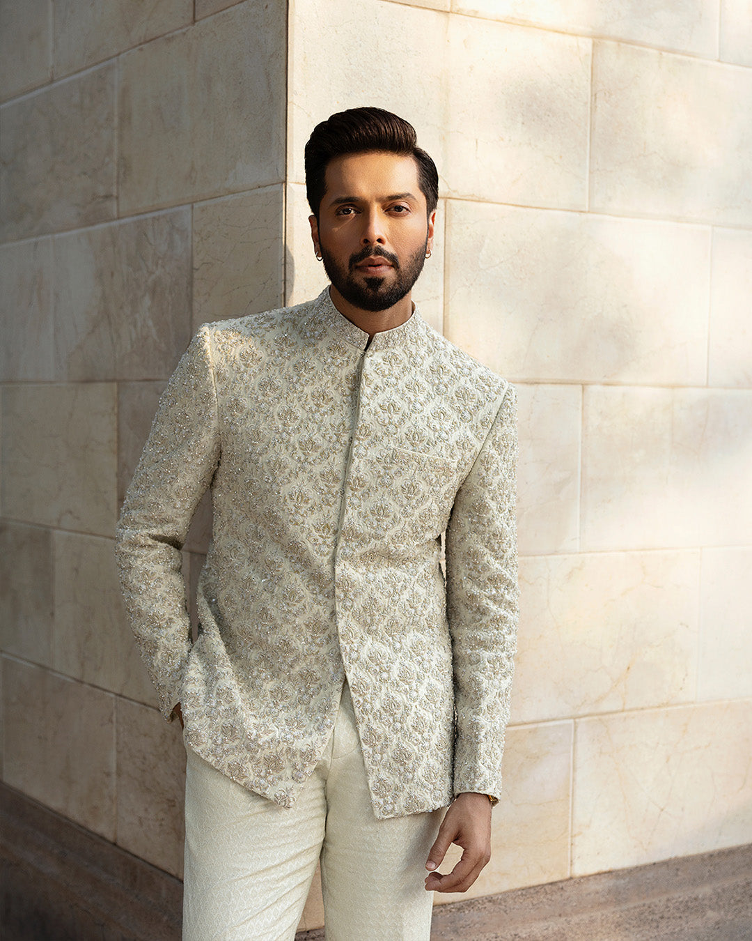 Faiza Saqlain Burq – Embroidered Raw Silk Suit (3-Piece) - House Of Hania