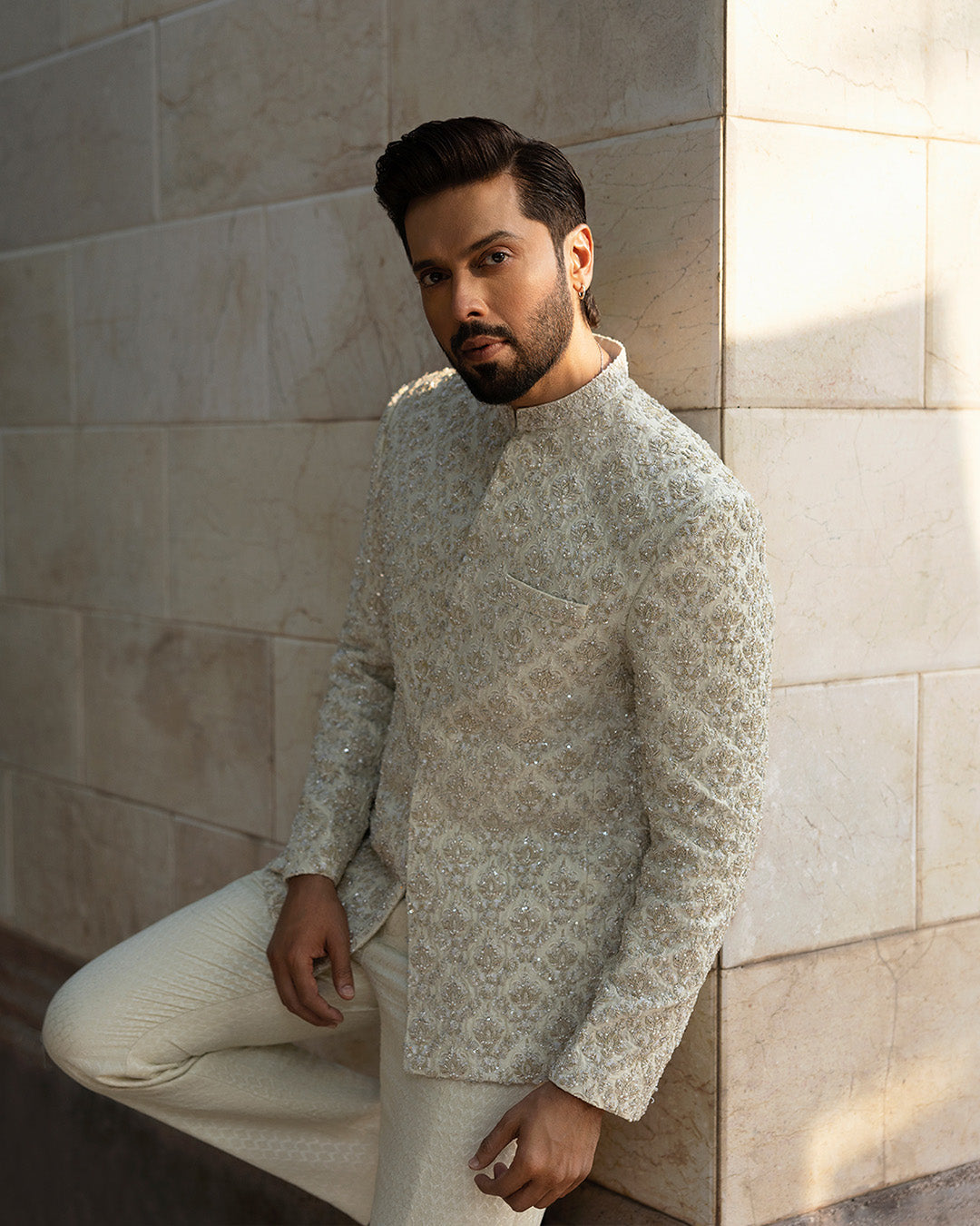 Faiza Saqlain Burq – Embroidered Raw Silk Suit (3-Piece) - House Of Hania