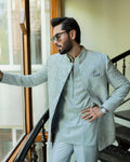 Faiza Saqlain Wayez – Embroidered Raw Silk Suit (3-Piece) - House Of Hania