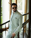 Faiza Saqlain Wayez – Embroidered Raw Silk Suit (3-Piece) - House Of Hania