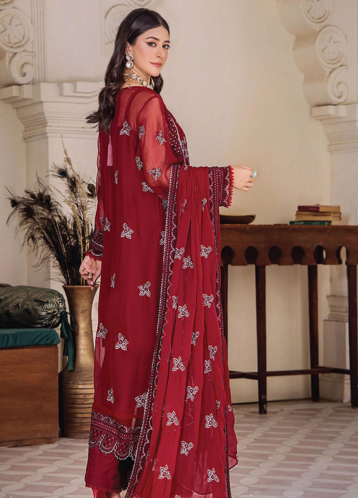 Pareesha by Humdum Embroidered Chiffon 3Pc Suit PS-03 - House Of Hania