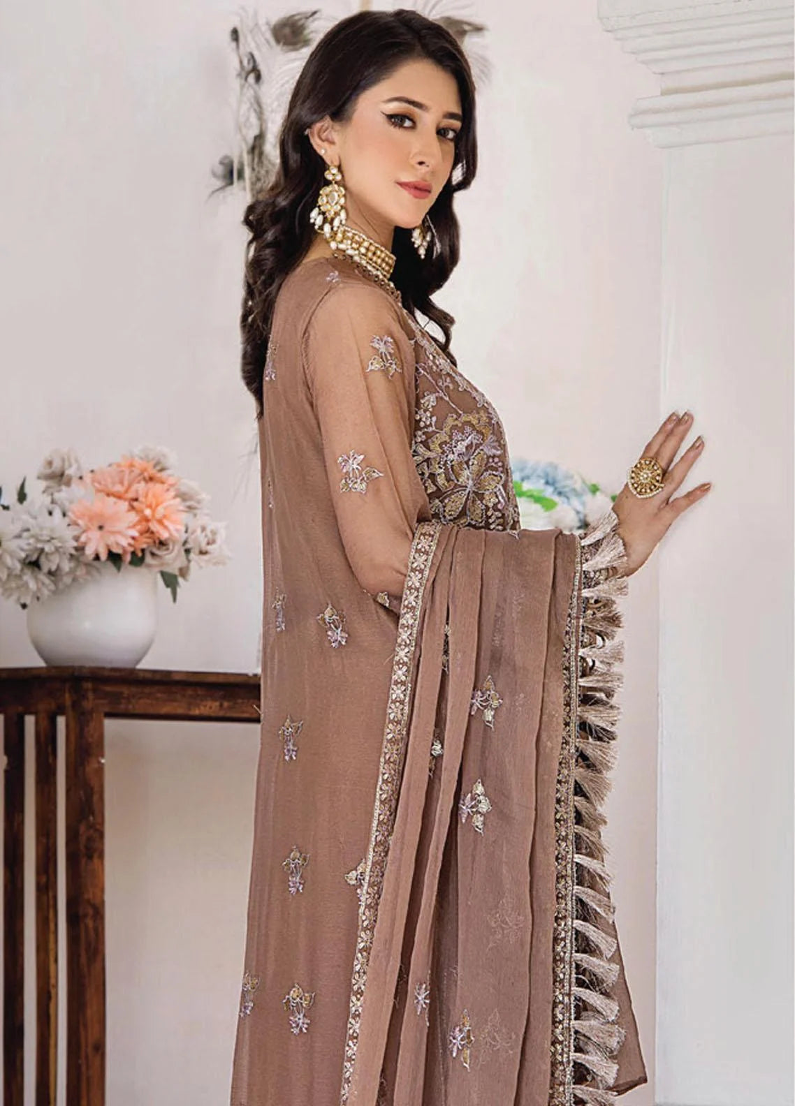 Pareesha by Humdum Embroidered Chiffon 3Pc Suit PS-04 - House Of Hania