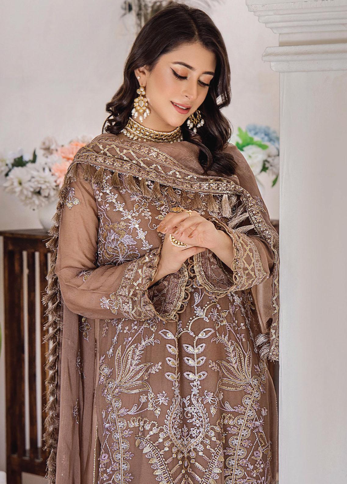 Pareesha by Humdum Embroidered Chiffon 3Pc Suit PS-04 - House Of Hania
