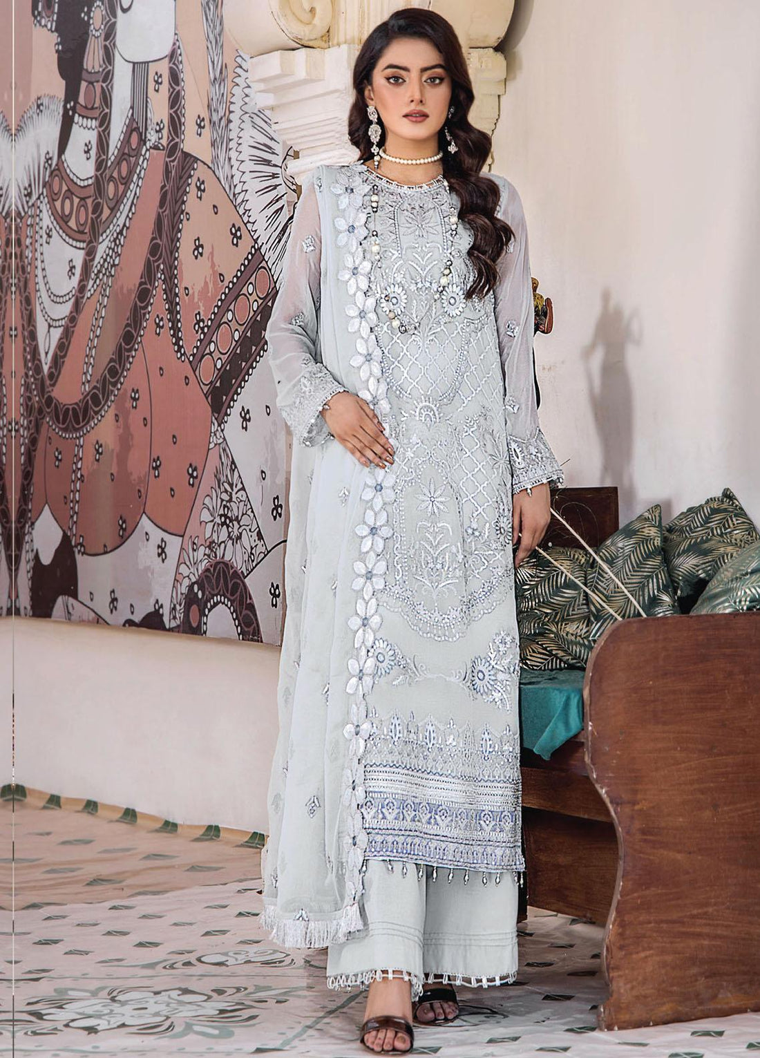 Pareesha by Humdum Embroidered Chiffon 3Pc Suit PS-05 - House Of Hania