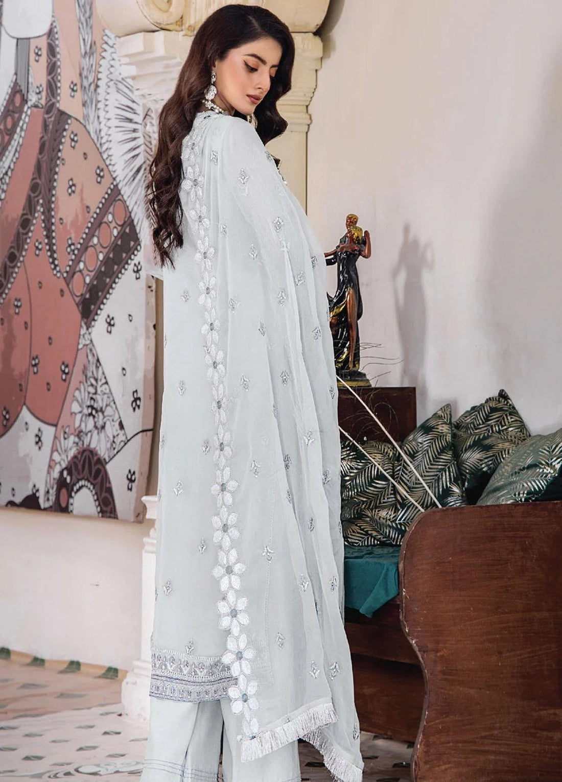 Pareesha by Humdum Embroidered Chiffon 3Pc Suit PS-05 - House Of Hania