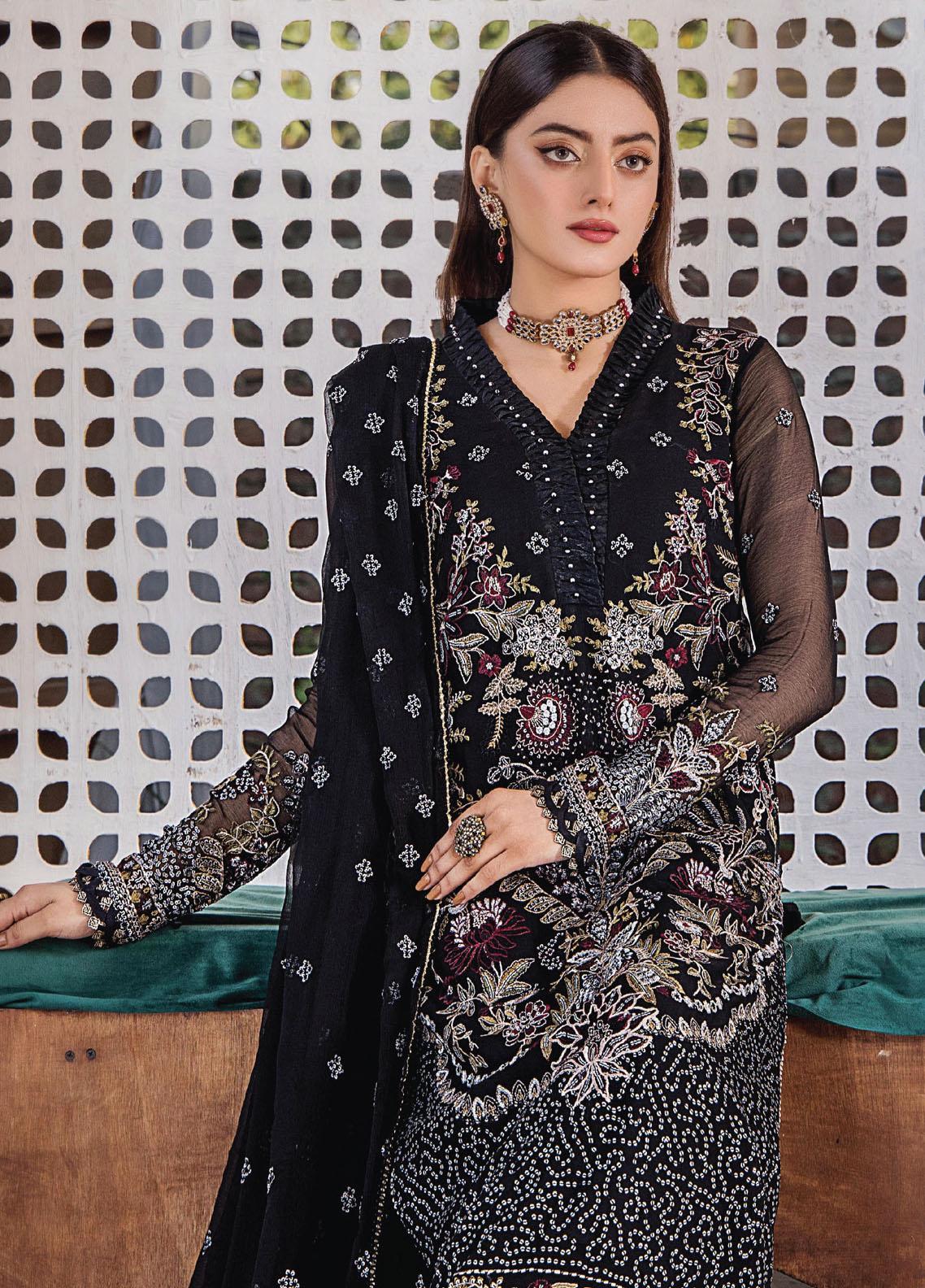 Pareesha by Humdum Embroidered Chiffon 3Pc Suit PS-06 - House Of Hania