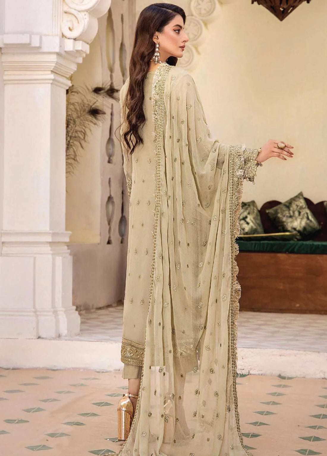 Pareesha by Humdum Embroidered Chiffon 3Pc Suit PS-09 - House Of Hania