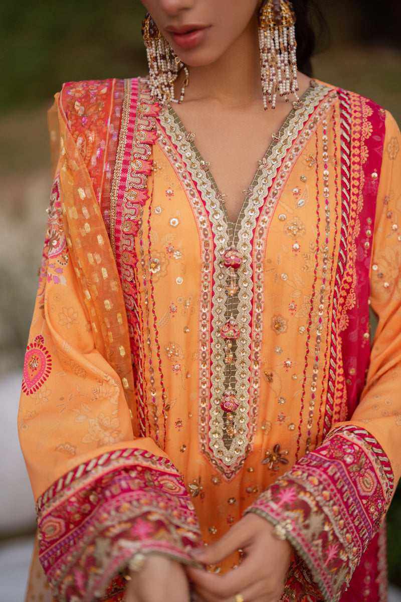 Qalamkar | Luxe Silk |  UA-05 FIORE - House Of Hania