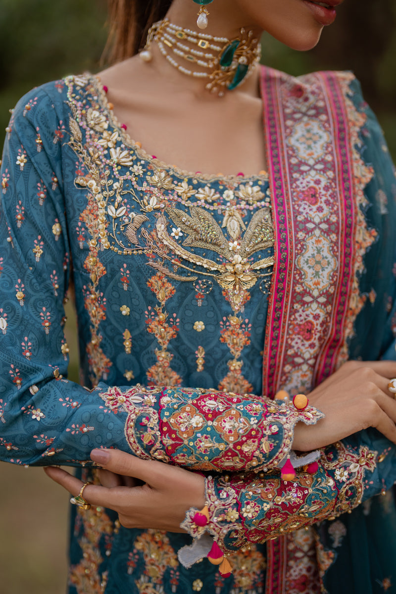 Qalamkar | Luxe Silk |  UA-09 TINA - House Of Hania