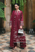 Qalamkar | Q Line Lawn Drop | RP-12 GARNET - House Of Hania