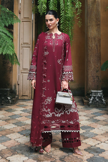 Qalamkar | Q Line Lawn Drop | RP-12 GARNET - House Of Hania