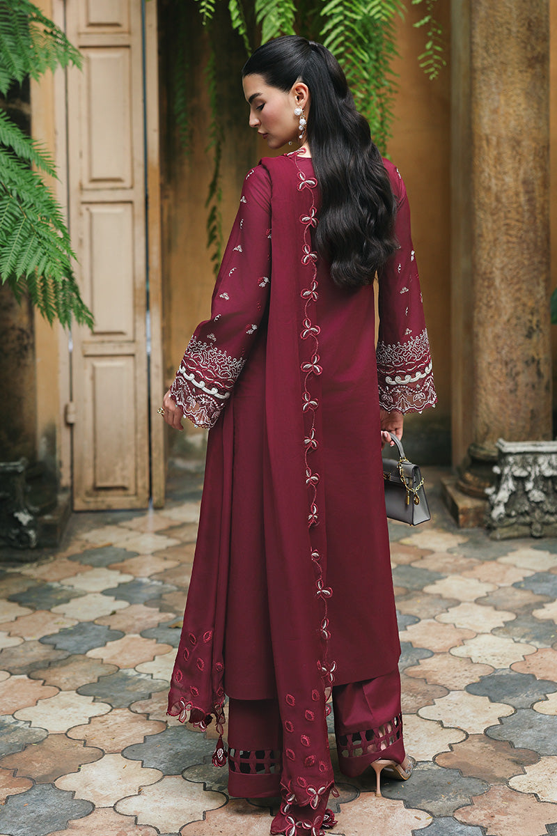 Qalamkar | Q Line Lawn Drop | RP-12 GARNET - House Of Hania