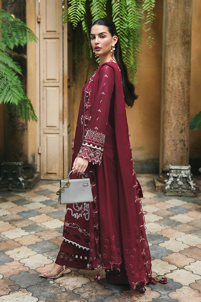 Qalamkar | Q Line Lawn Drop | RP-12 GARNET - House Of Hania