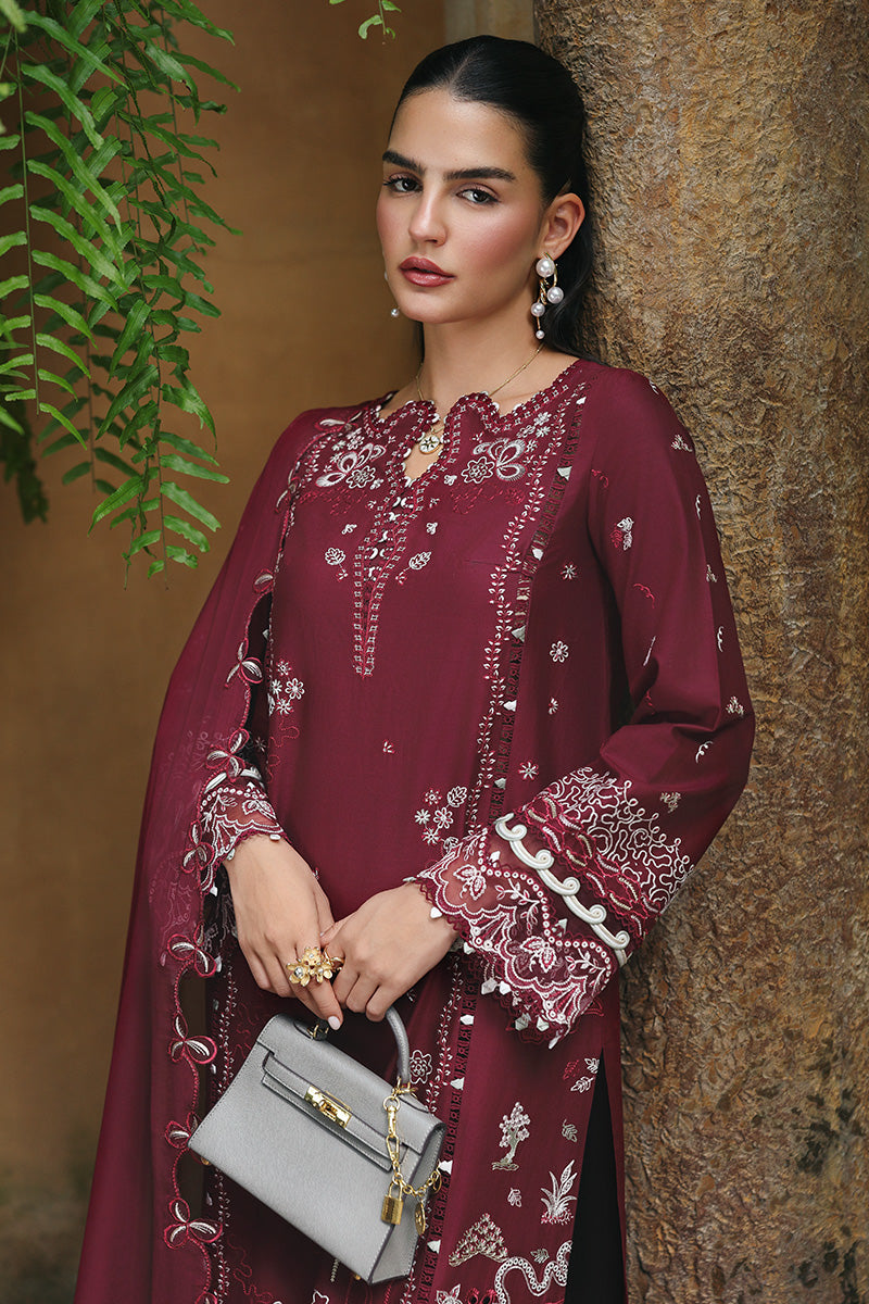 Qalamkar | Q Line Lawn Drop | RP-12 GARNET - House Of Hania