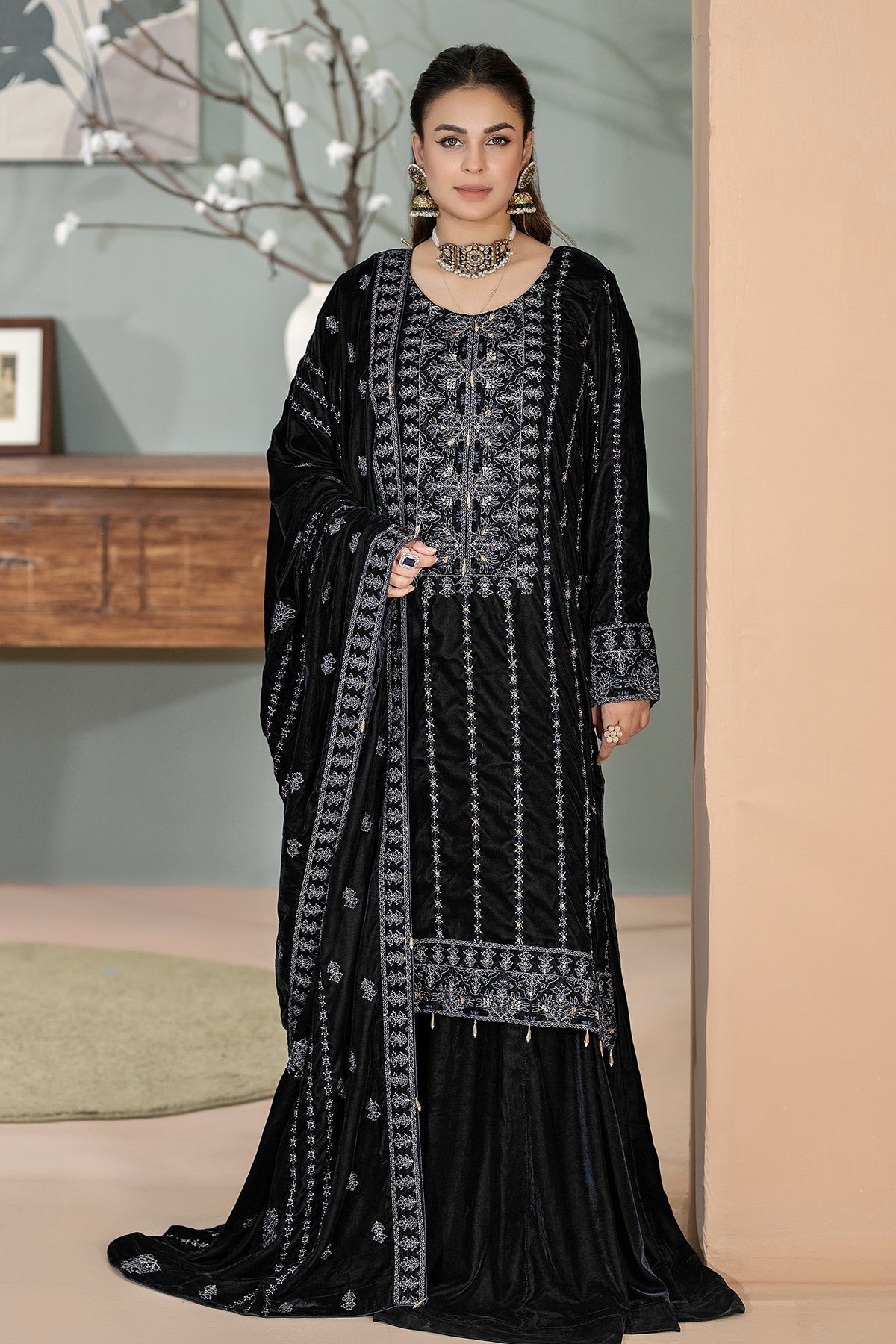 Raeesa Premium | Bareeza Velvet | VL-100 - House Of Hania