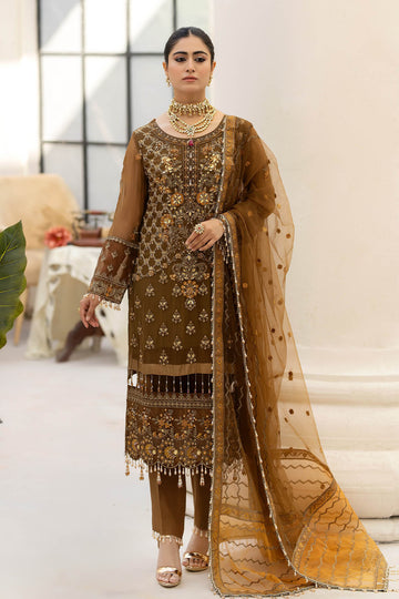 Raeesa Premium | Dehleez Formals | DL-1014 Imperial Brew - House Of Hania