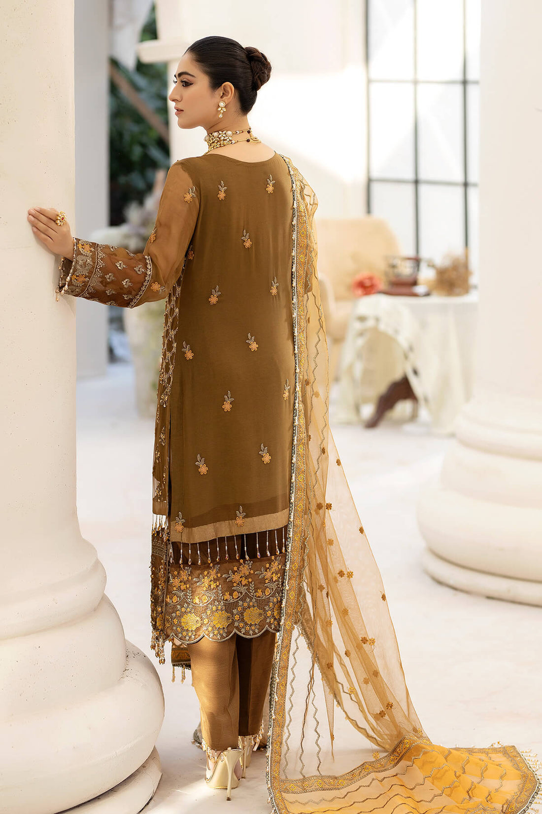 Raeesa Premium | Dehleez Formals | DL-1014 Imperial Brew - House Of Hania