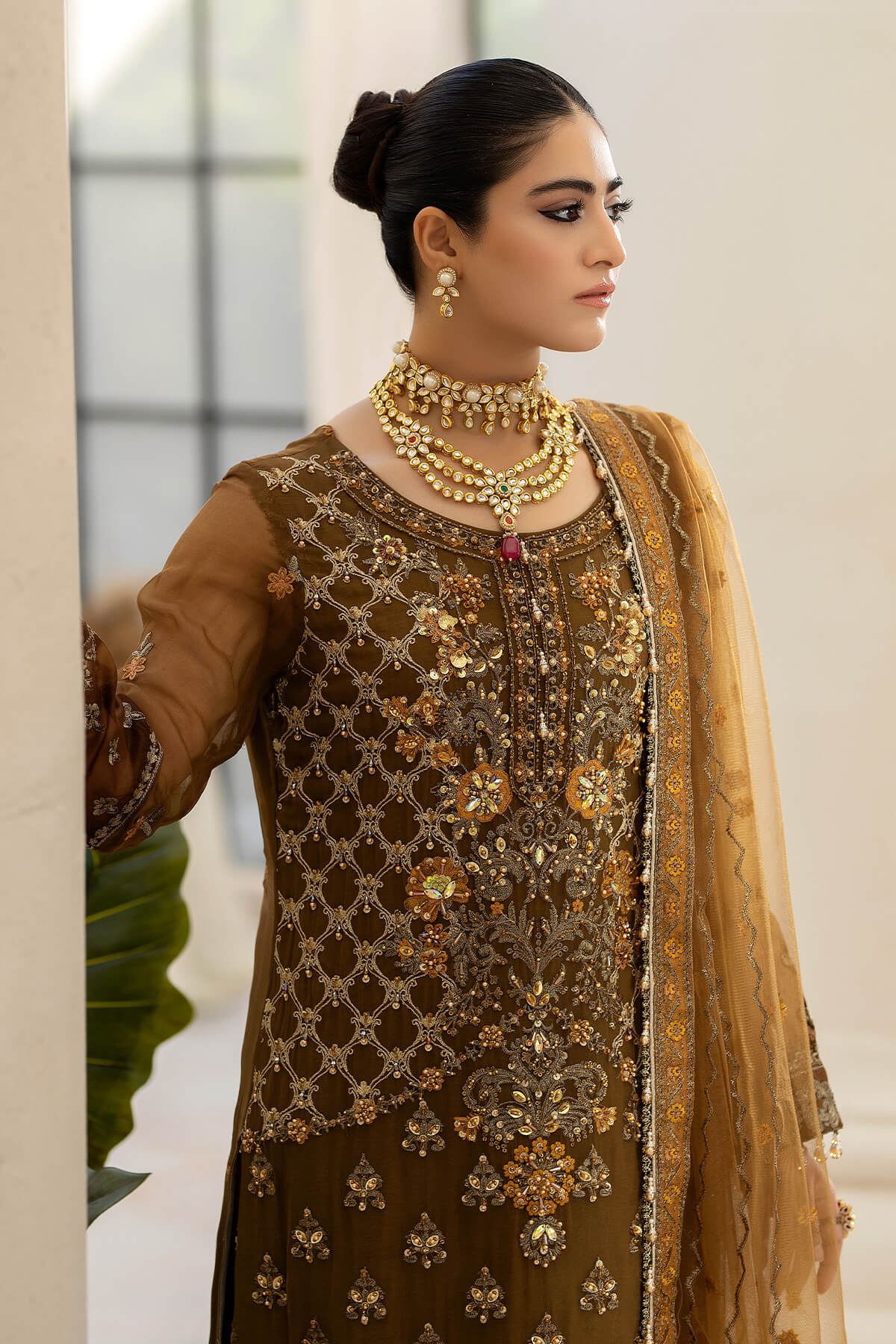 Raeesa Premium | Dehleez Formals | DL-1014 Imperial Brew - House Of Hania