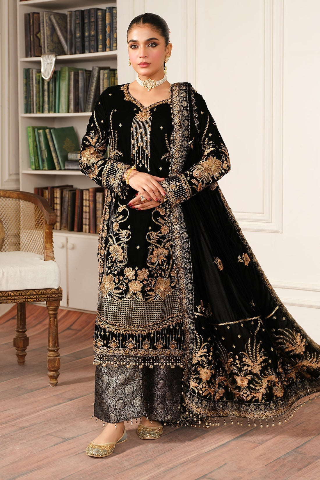 Raeesa Premium | Sheen Luxury Velvet | Naz - House Of Hania