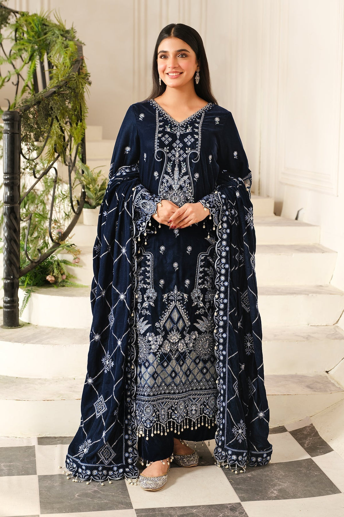 Raeesa Premium | Sheen Luxury Velvet | Soil - House Of Hania