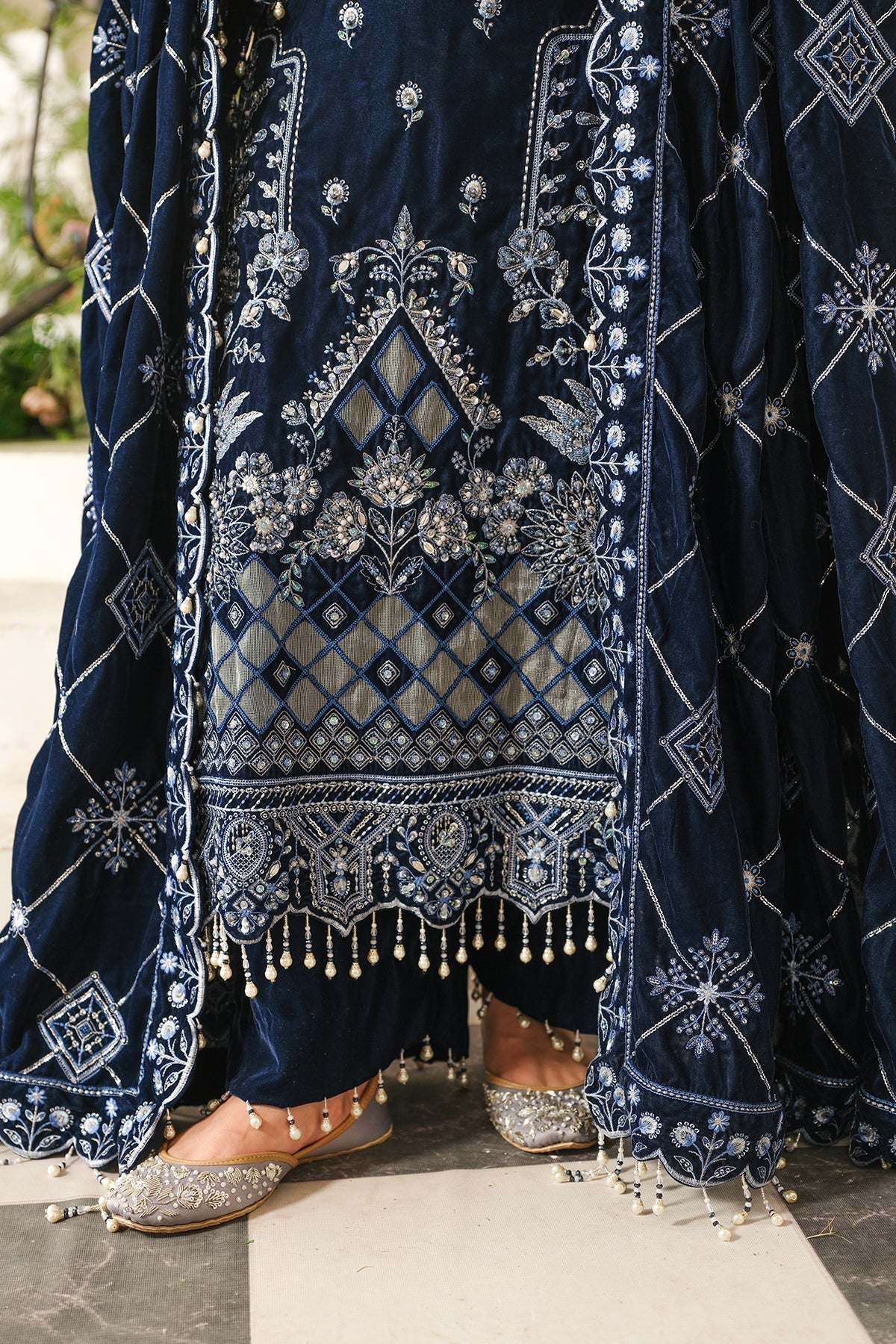 Raeesa Premium | Sheen Luxury Velvet | Soil - House Of Hania