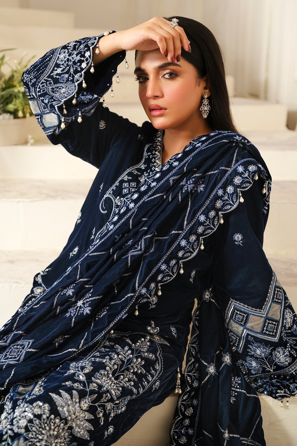 Raeesa Premium | Sheen Luxury Velvet | Soil - House Of Hania