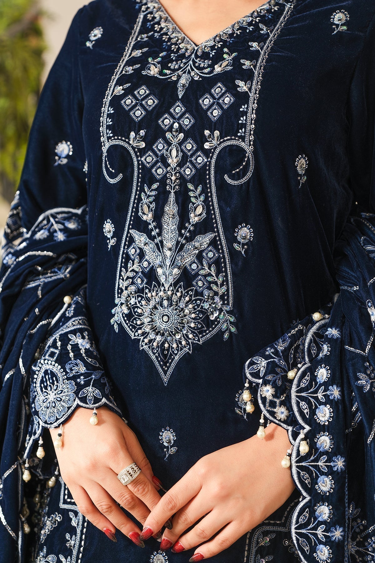 Raeesa Premium | Sheen Luxury Velvet | Soil - House Of Hania