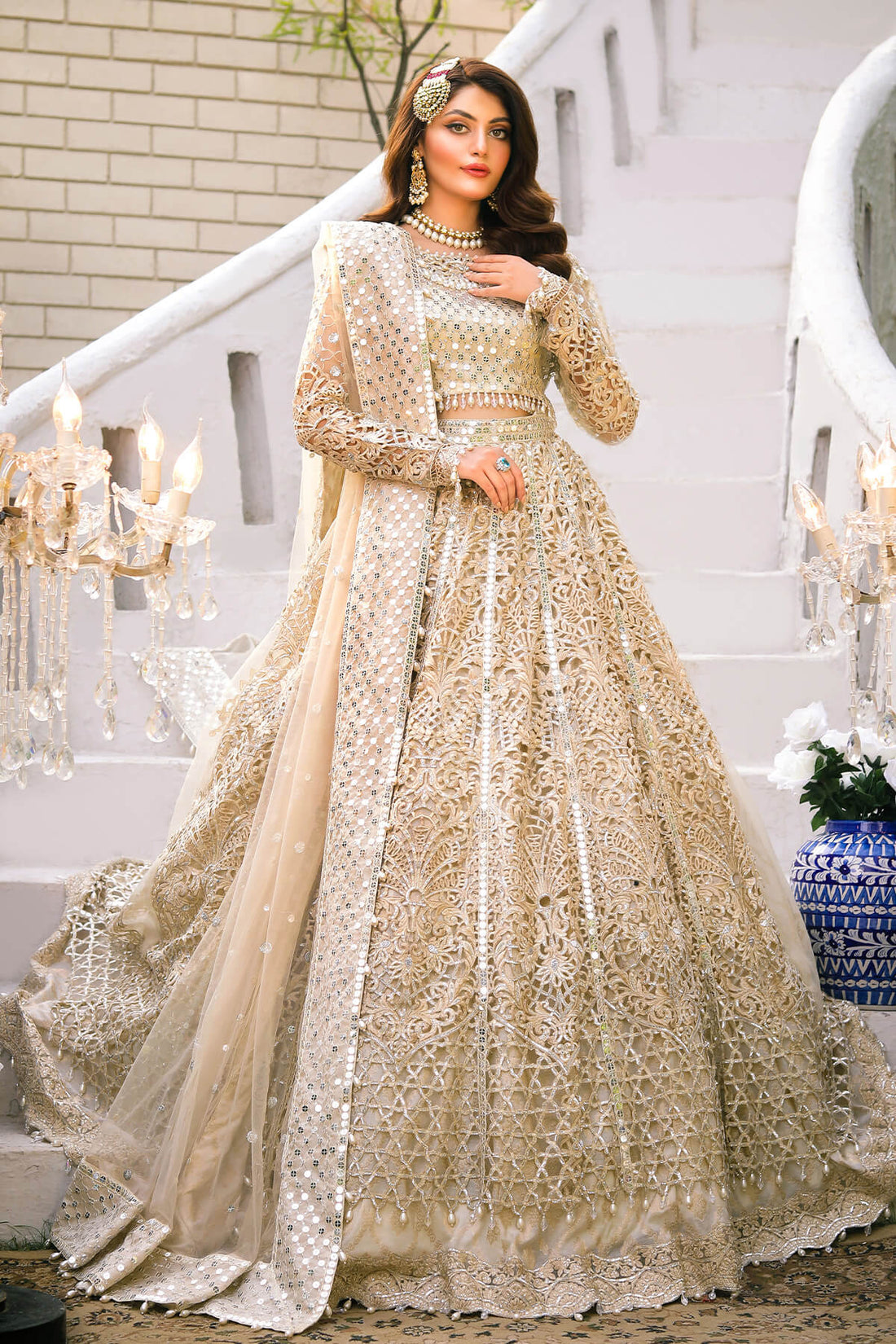 Raeesa Premium | Wajadan Wedding Formals |  WD-1 Pearl White - House Of Hania