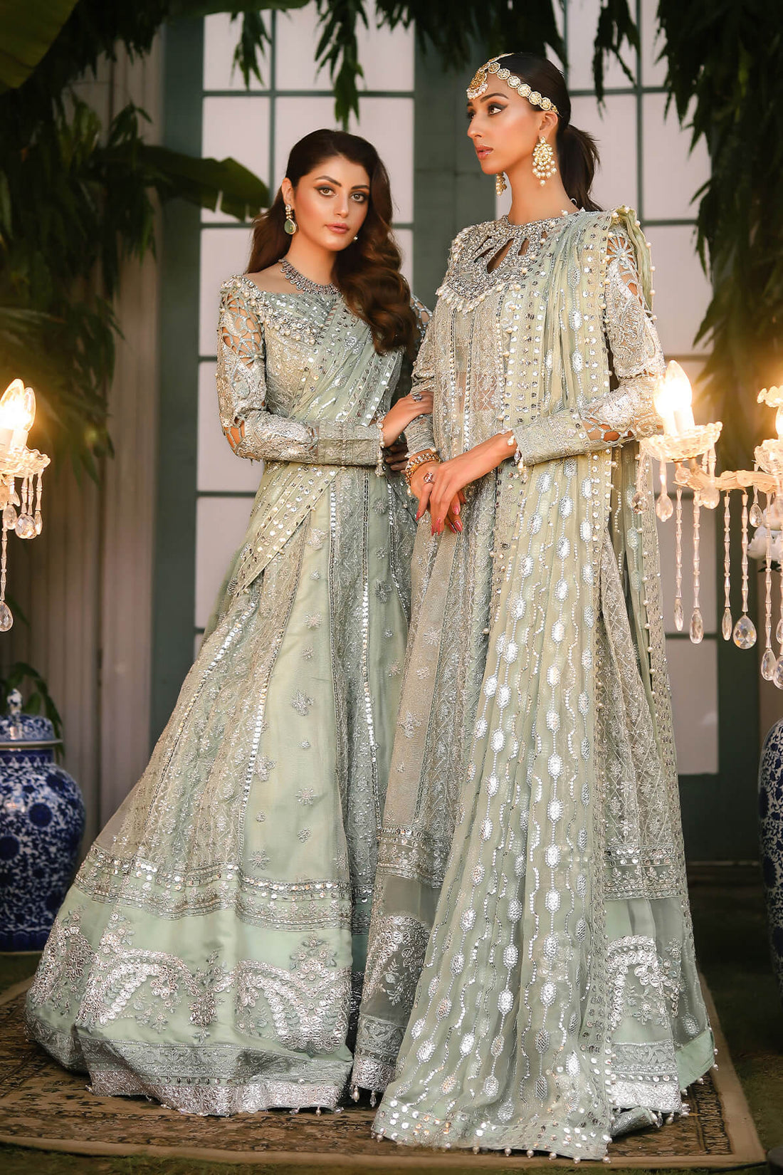 Raeesa Premium | Wajadan Wedding Formals | WD-2 Pea Green - House Of Hania