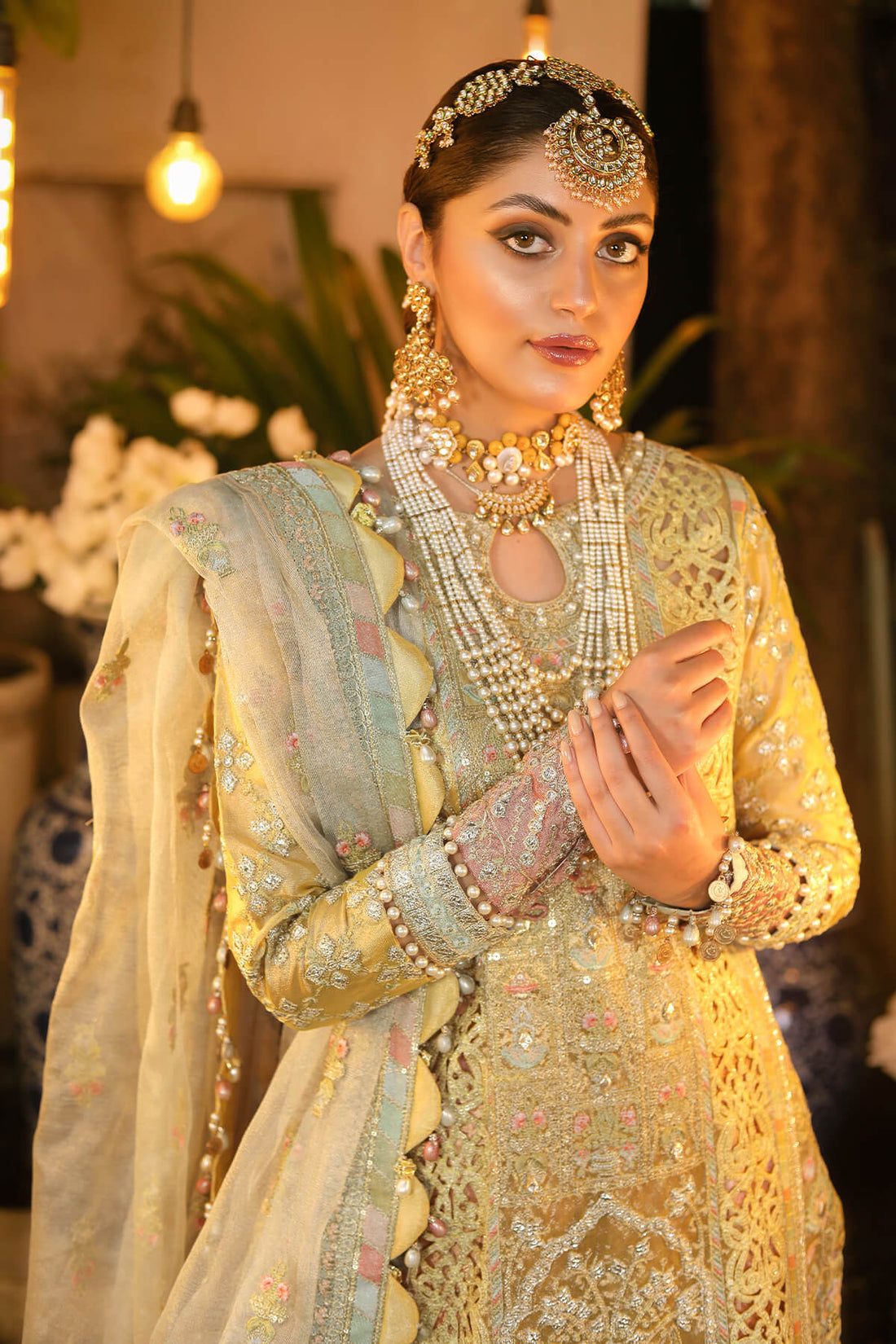 Raeesa Premium | Wajadan Wedding Formals | WD-4 Lemon Chiffon - House Of Hania