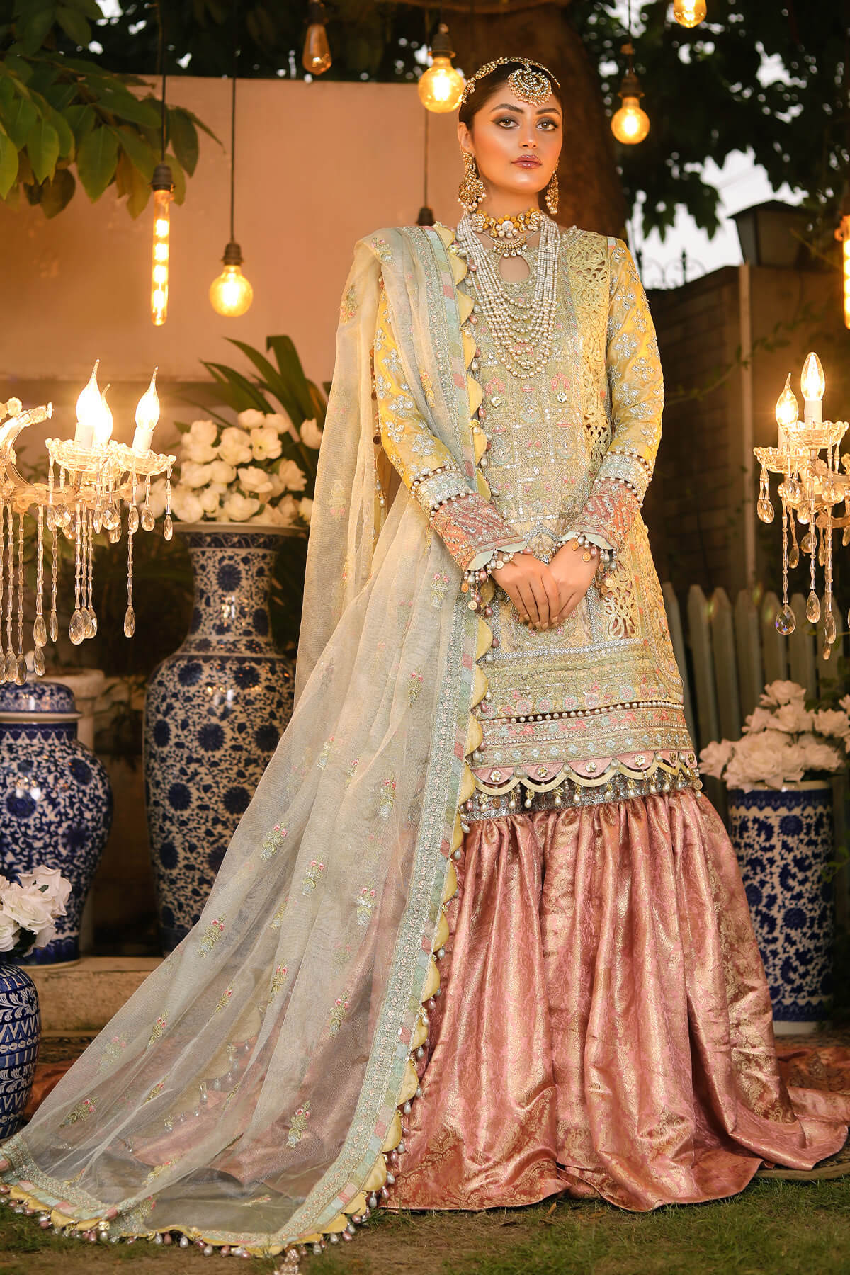 Raeesa Premium | Wajadan Wedding Formals | WD-4 Lemon Chiffon - House Of Hania