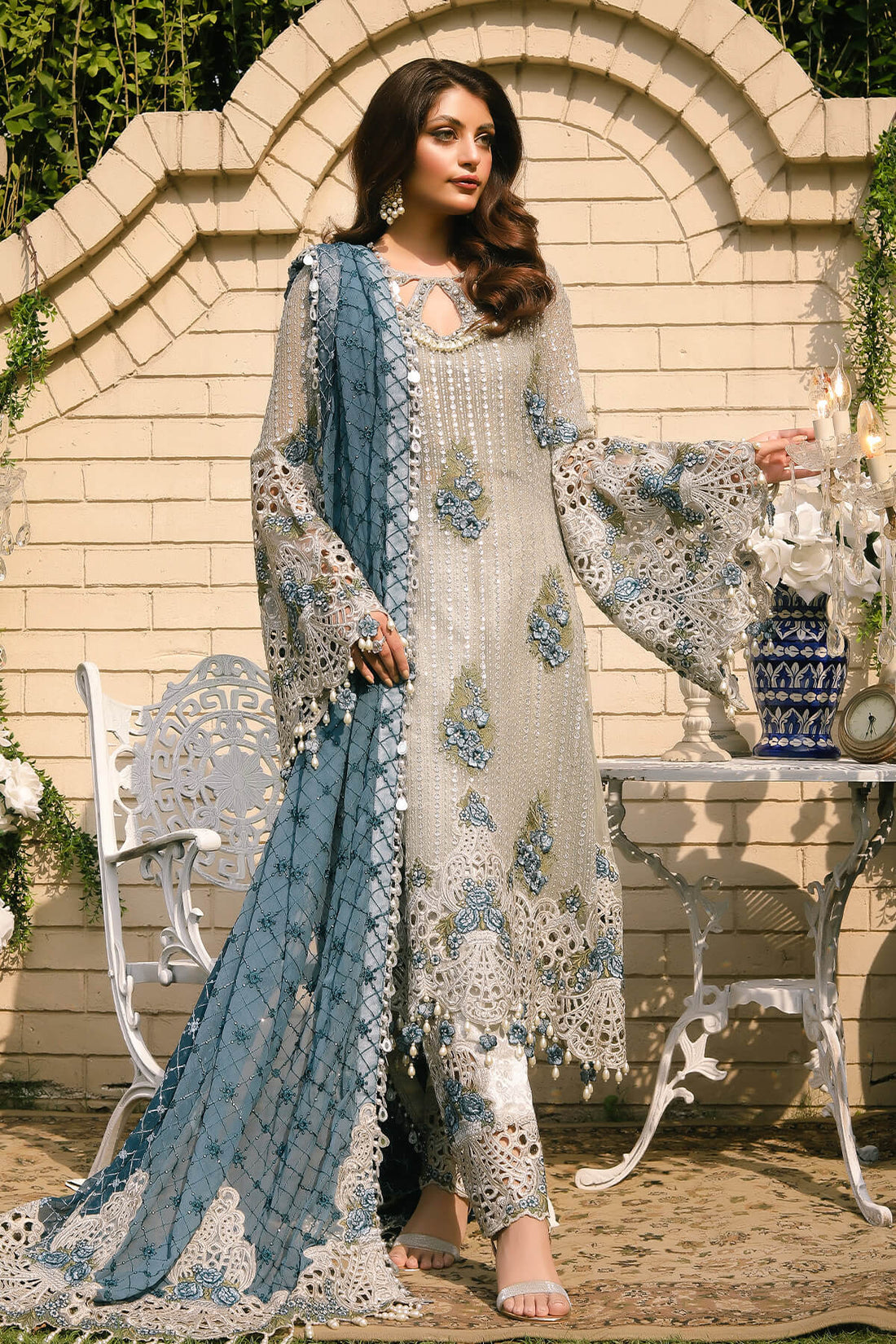 Raeesa Premium | Wajadan Wedding Formals | WD-5 Silver Black - House Of Hania
