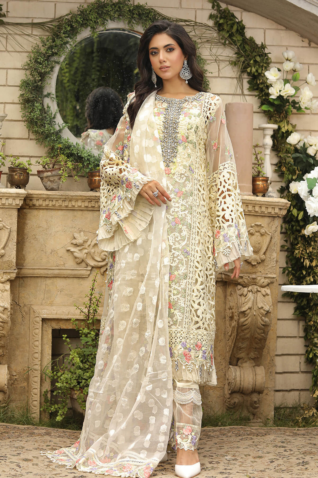 Raeesa Premium | Wajadan Wedding Formals | WD-8 Ivory - House Of Hania